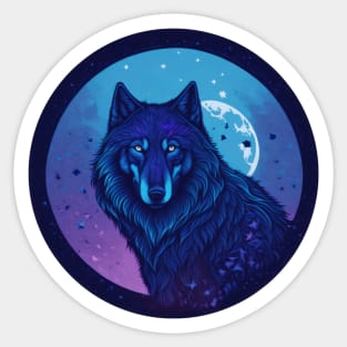 We Are All Made of Stardust - Dark Blue Wolf Design Sticker